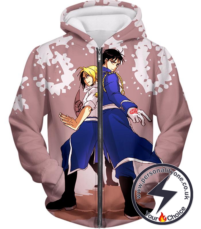 Fullmetal Alchemist Fighting Together Alchemy Heroes Edward x Roy Amazing Anime Zip Up Hoodie